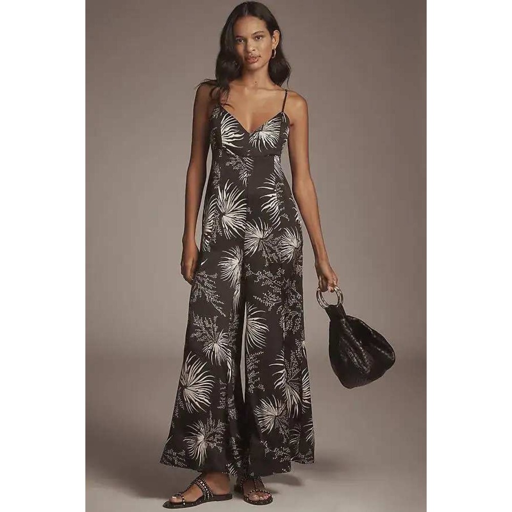 Bishop + Young Nora Wide-Leg Jumpsuit Women XS Black White Anthropologie NWT